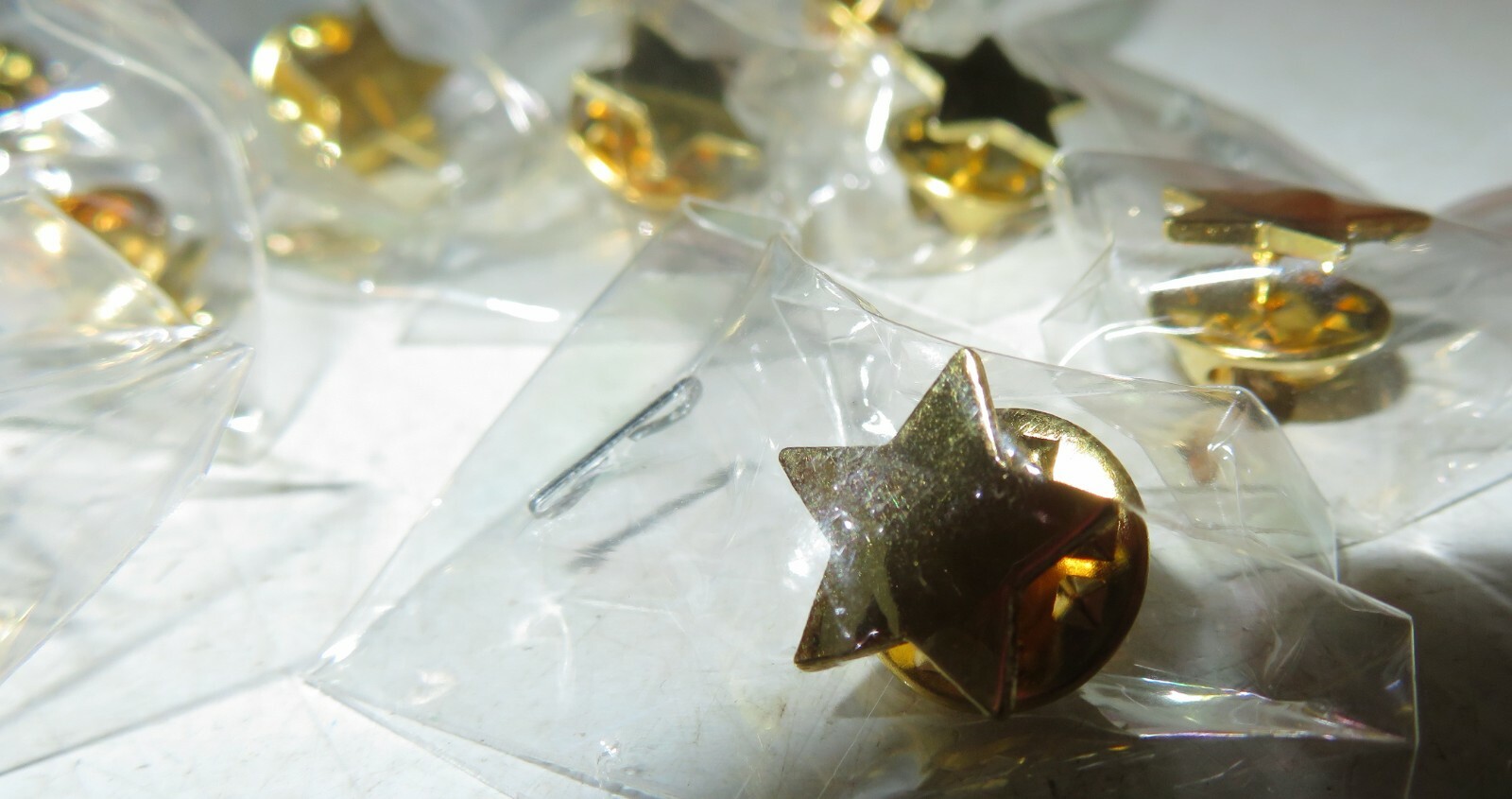10 Pc Lot Gold Star Color Lapel Pin 1/2″ Wide Butterfly Clutch Pin Back Award