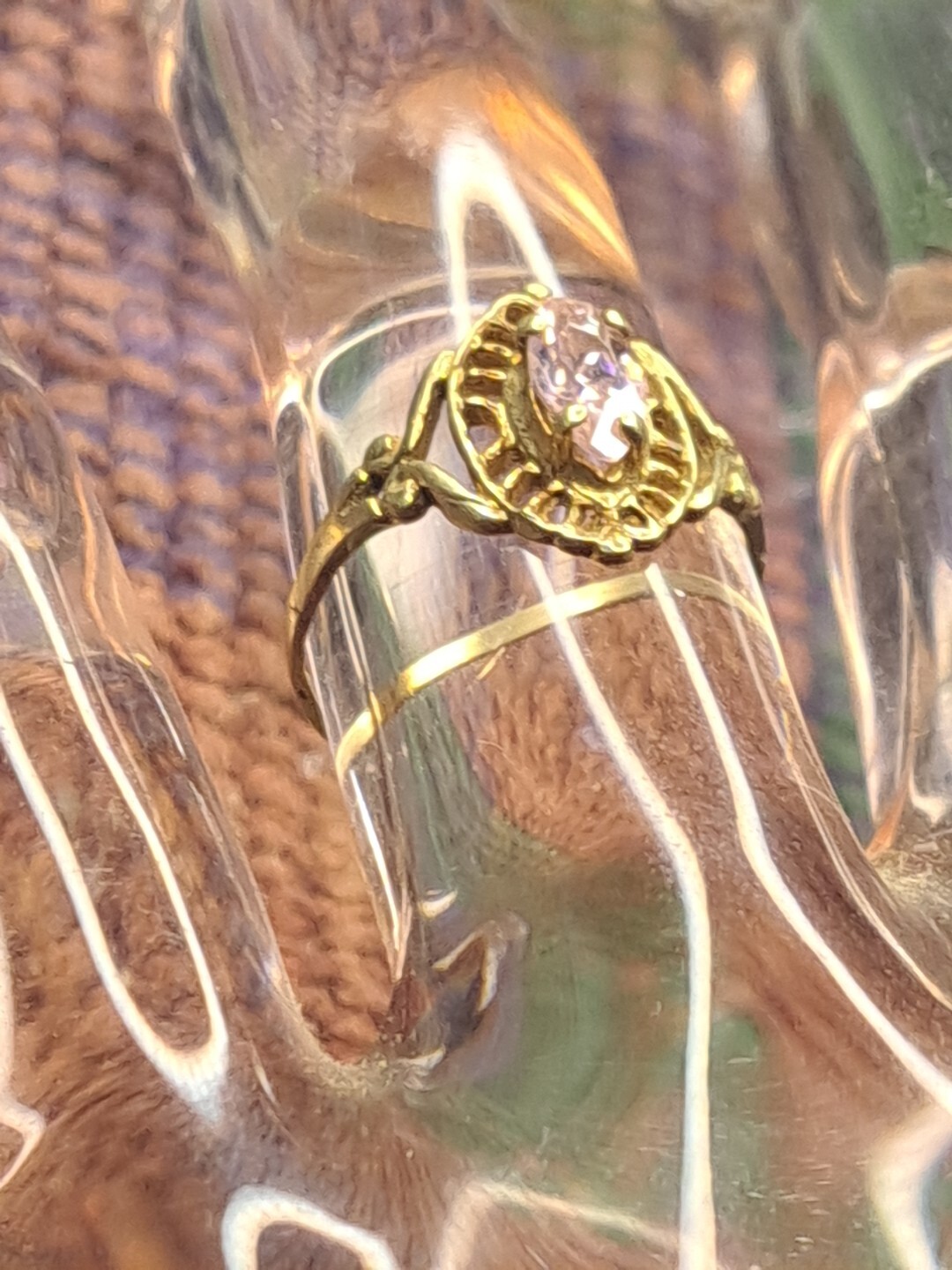 Ring 1 Carat Pink Gemstone Ring in 10K Solid Yellow Gold Size 6.5 11-14