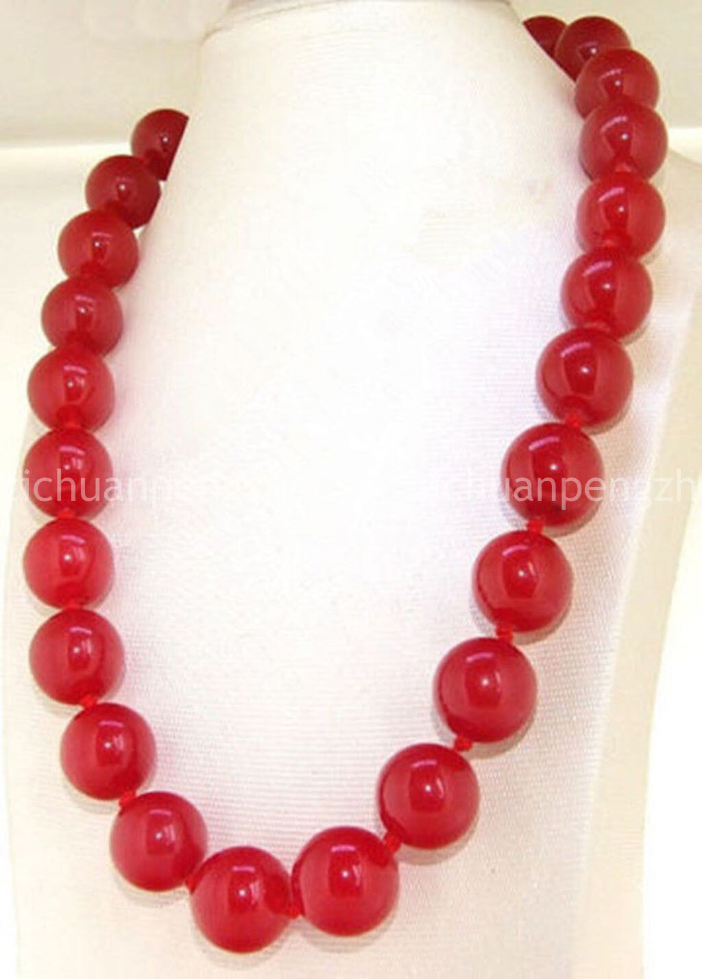12/14/16mm Natural Chinese Red Jade Gemstone Round Beads Necklace 18” AA