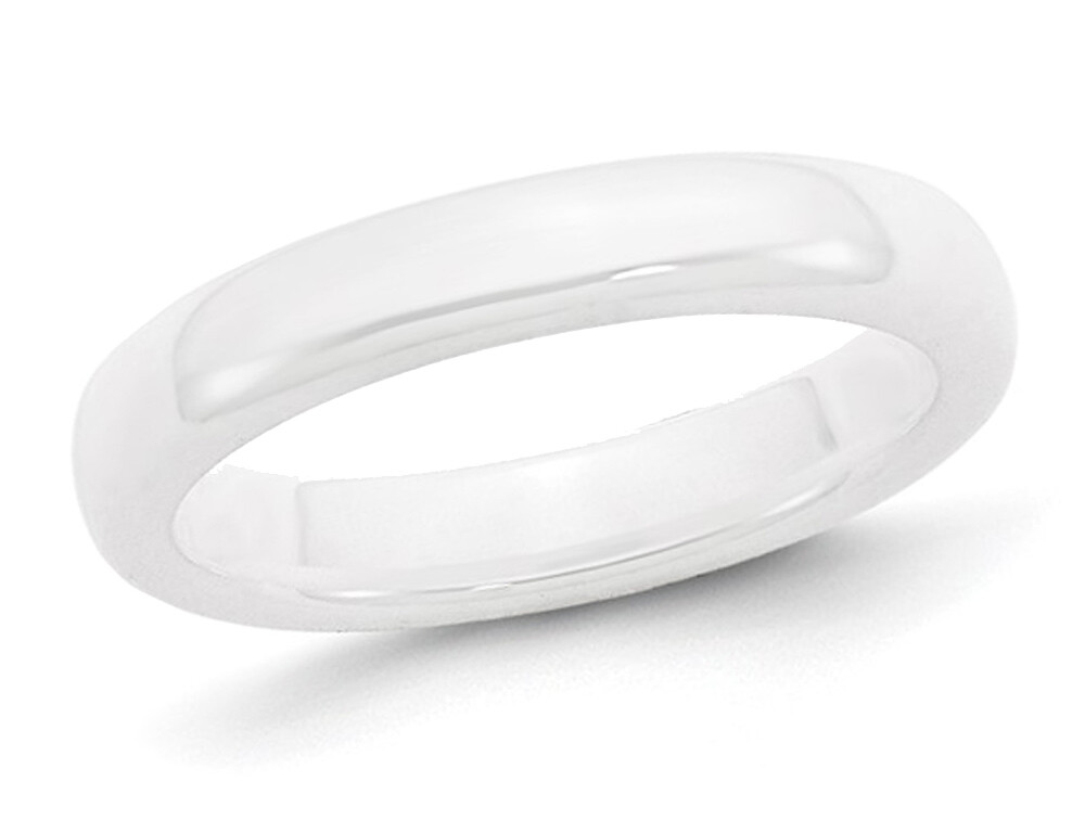 Ladies White Ceramic 4mm Polished Wedding Band Ring