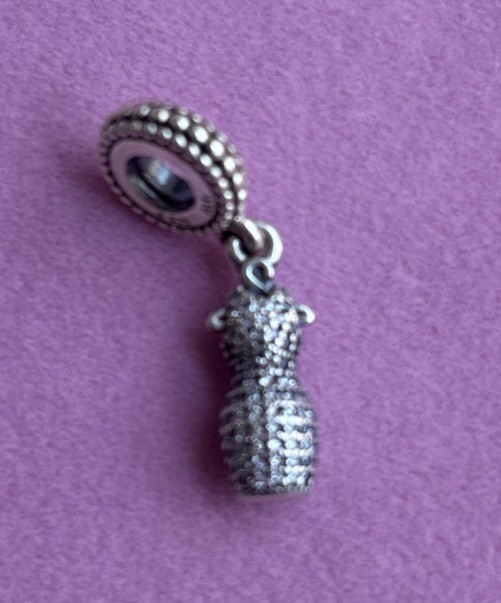 Pandora Dazzling Dress Dangle Charm #792062CZ~ S925 ALE