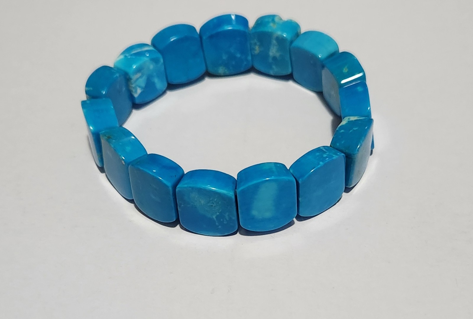 Turquoise Blue Magnesite Dome Stretch Bracelet