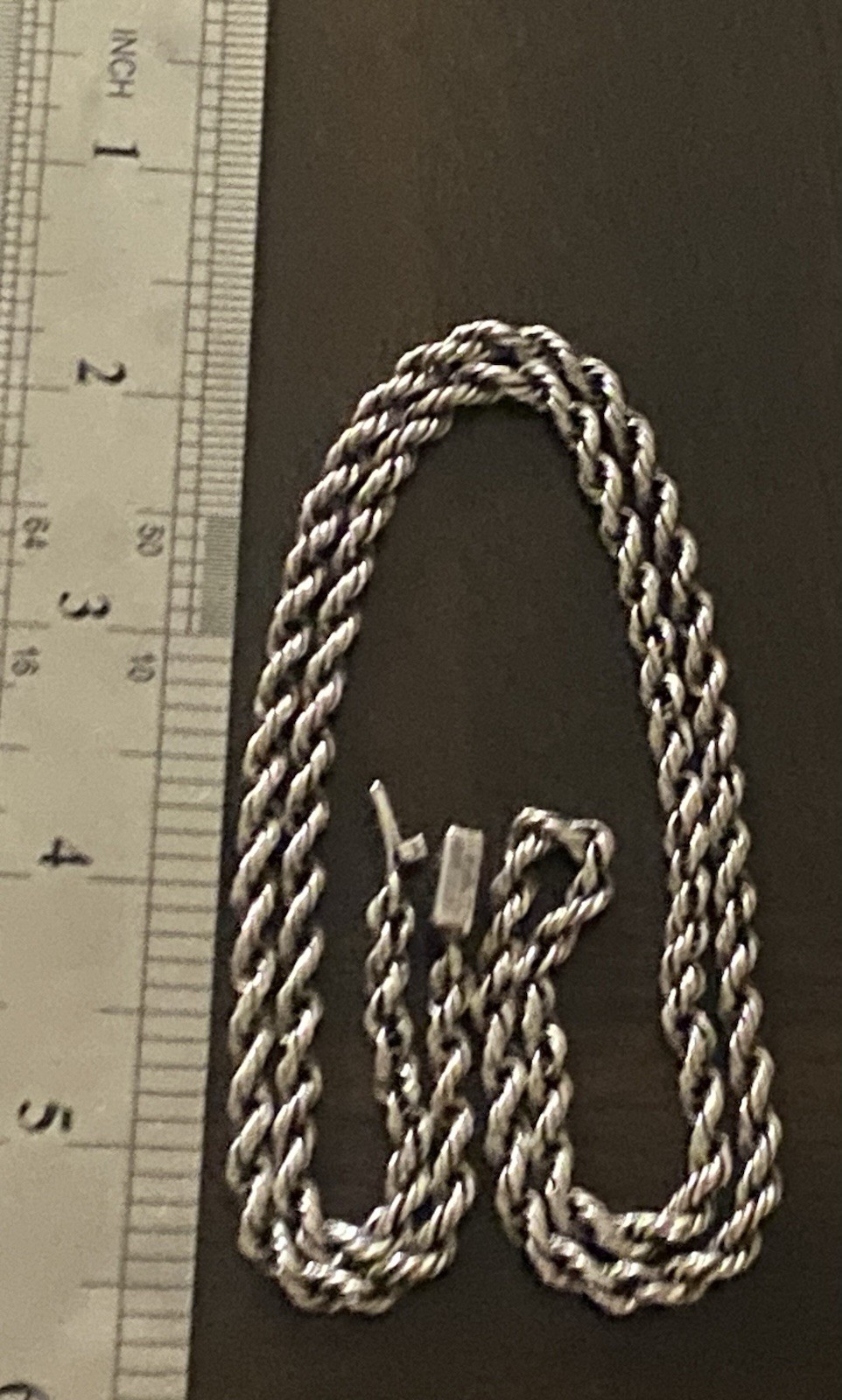 TAXCO MEXICO STERLING SILVER NECKLACE 29G HEAVY 4MM WIDTH ROPE