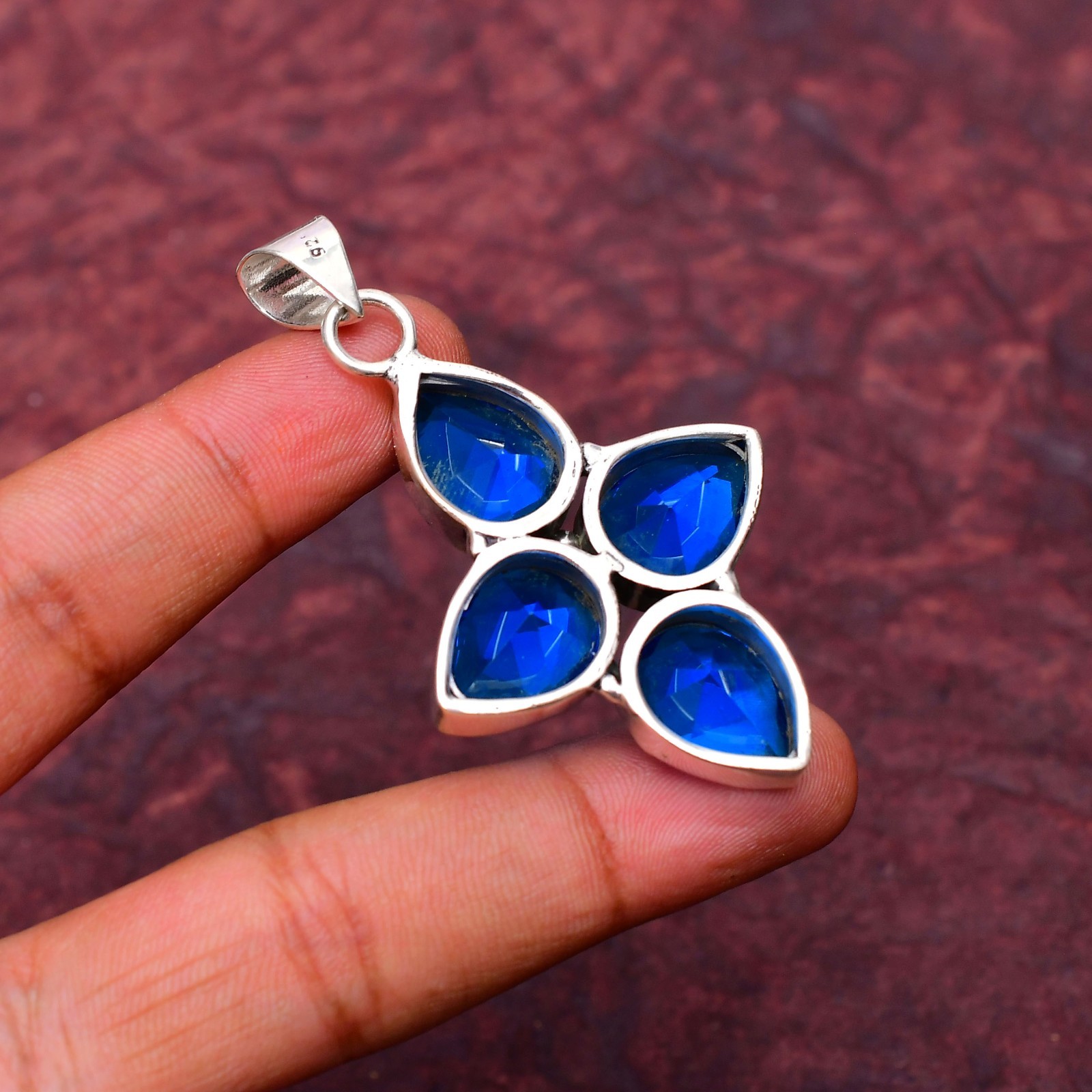 Tanzanite Gemstone 925 sterling silver Handmade Cross Pendant jewelry 2.28″