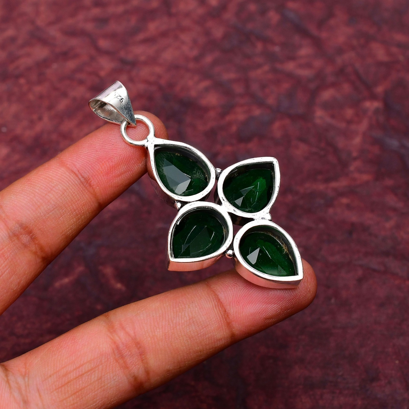 Chrome Diopside Gemstone 925 sterling silver Handmade jewelry Pendant 2.28″
