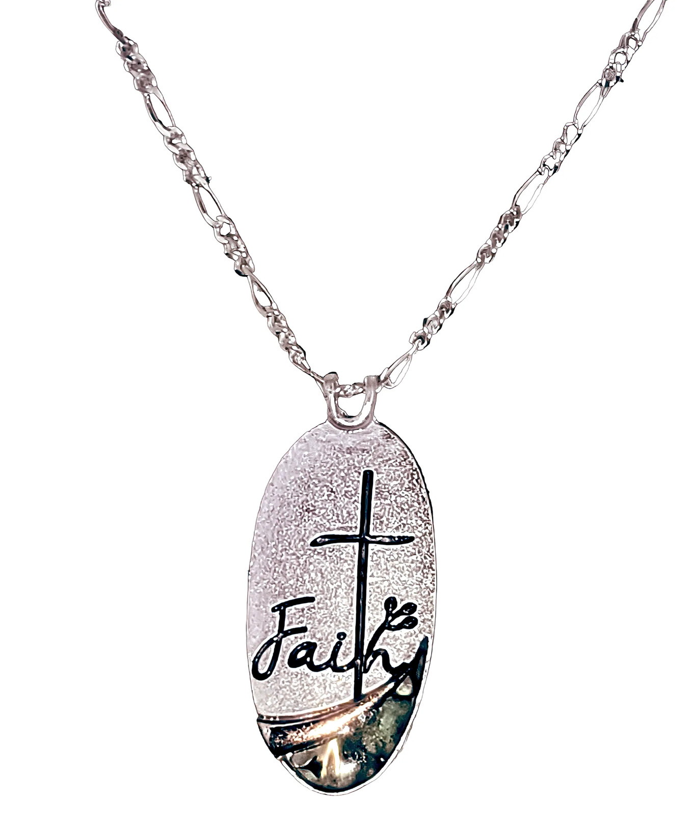 Abalone Cross Pendant Necklace & Earring Set Faith Jewelry 20in
