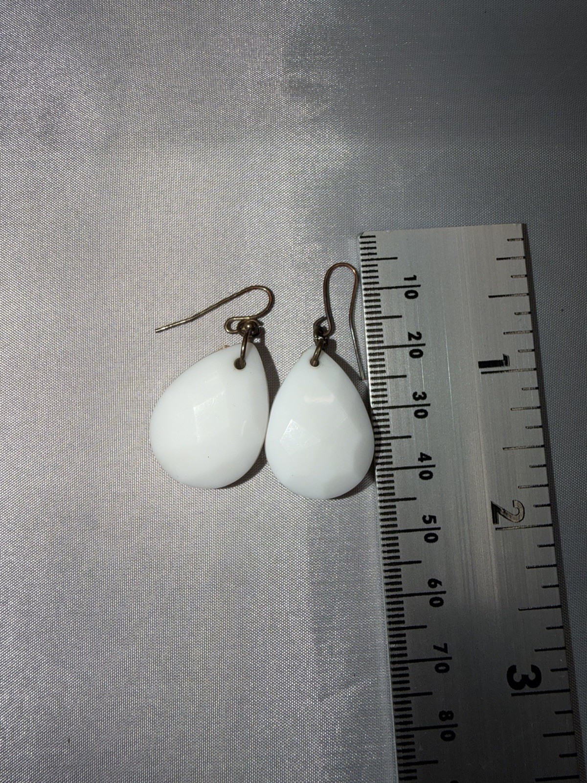 Yellow Beaded & White Teardrop Dangle Plastic Earrings Set, Hook Closure