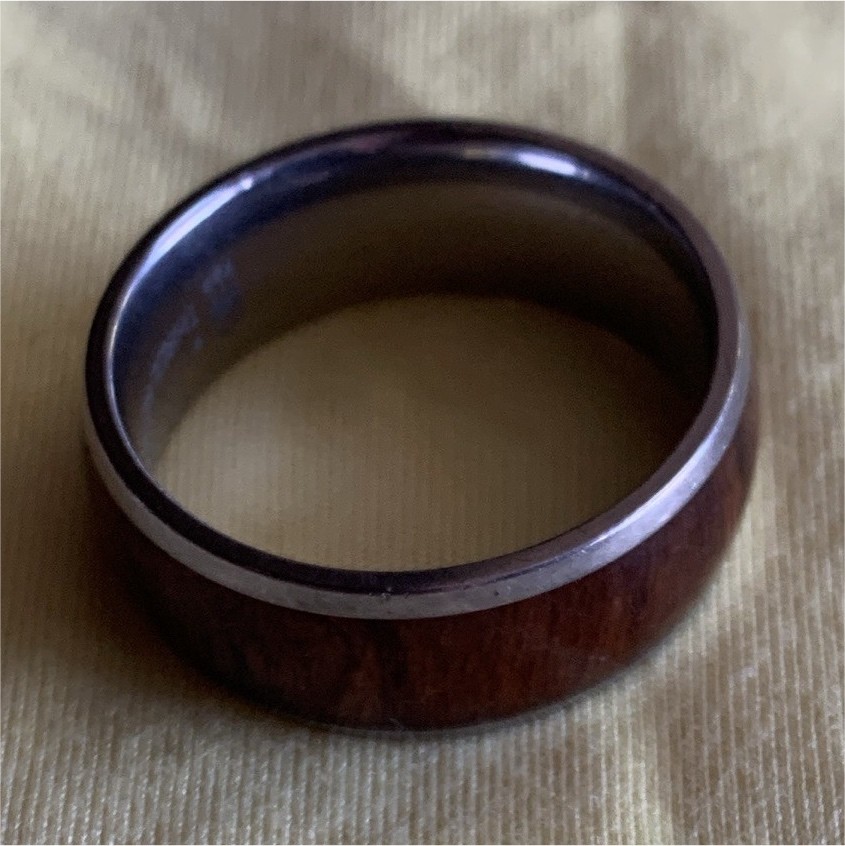 Three Keys Jewelry Stainless Steel Wood Inlay Comfort Fit Band Ring Size 10