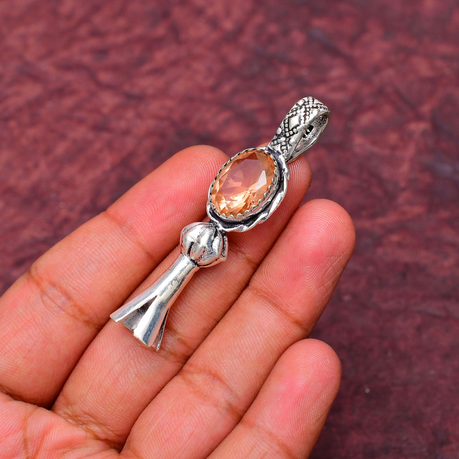 Morganite Gemstone 925 Sterling Silver Pendant Approx -2.12″