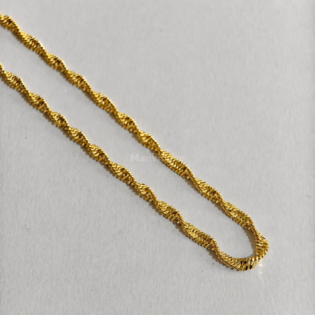 20″ Premium Gold-Filled Singapore Chain Necklace, Twisted Layering Jewelry