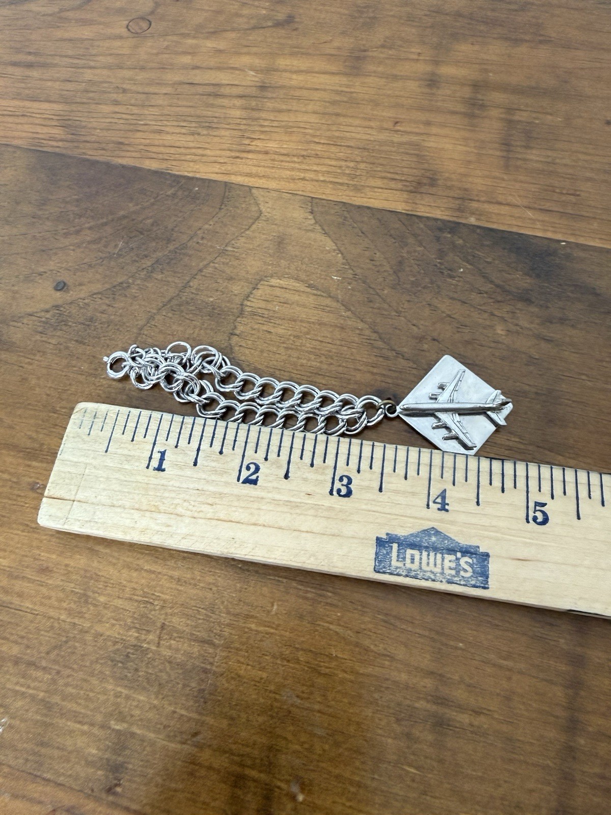 VTG Sterling Silver Chain Link Airplane Charm Boeing 747 Chunky Retro Bracelet