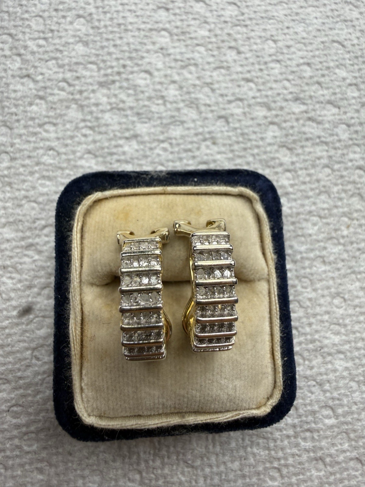 Gold Vermeil/925 Sterling Silver Iced Out Earrings 5.8 Grams CZ Stones