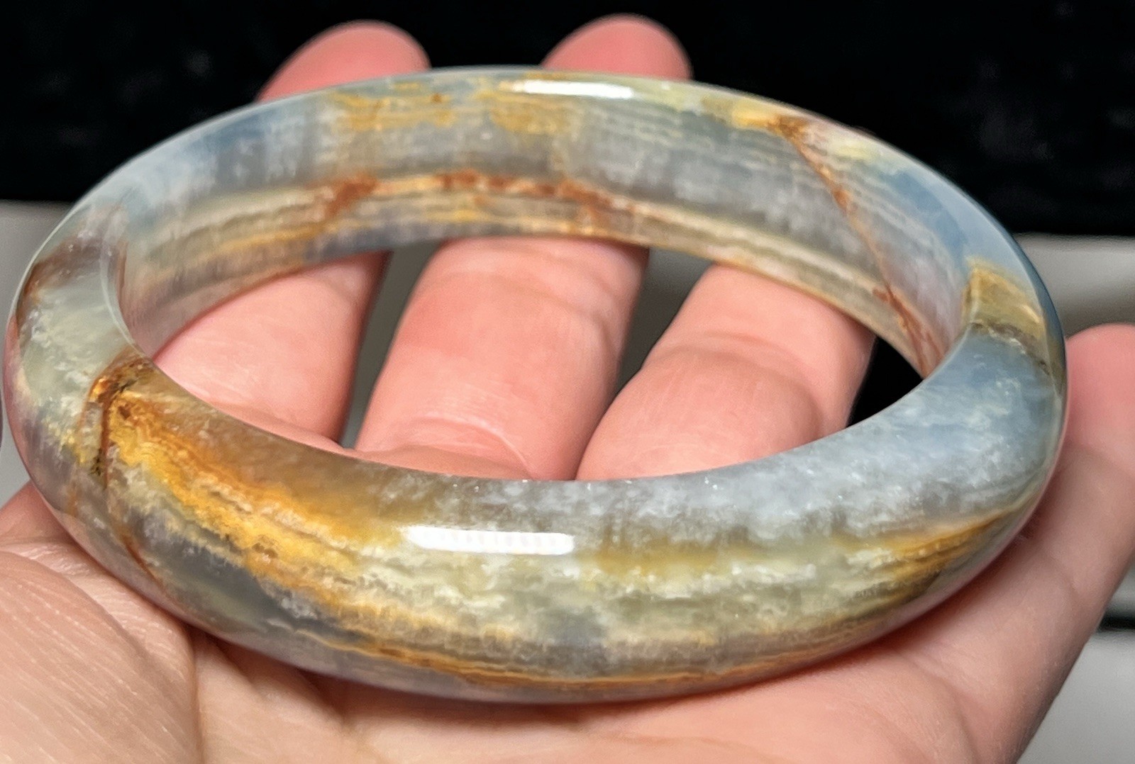 Blue Onyx Bangle Inner Diameter Size 62mm See Pics