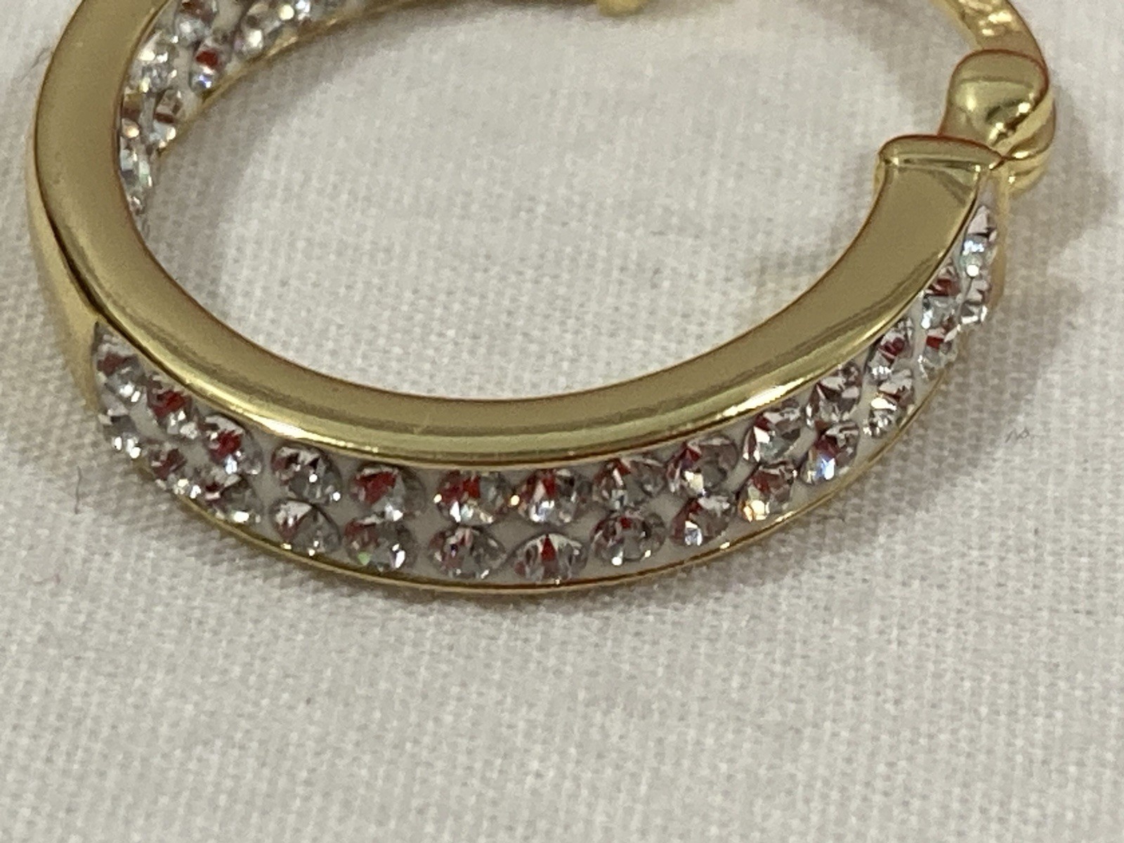 KOHLS 925 S Signed Sterling Silver Gold Vermeil Crystal Hoop EARRINGS -IN BOX-