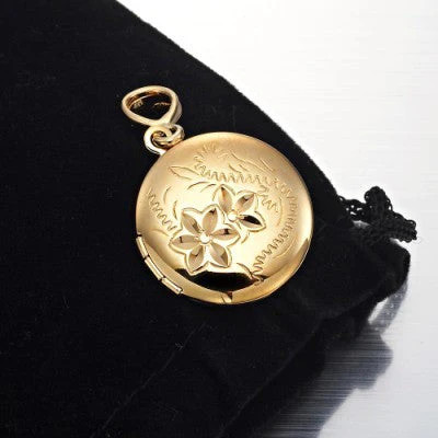 18ct Heavy Yellow Gold Plated Round Locket Pendant – USA Made