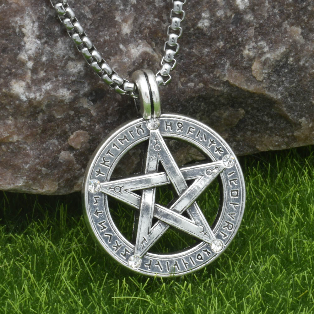 Pagan Wiccan Pentacle Pentagram Star Pendant Necklace 24″ Stainless Steel Chain