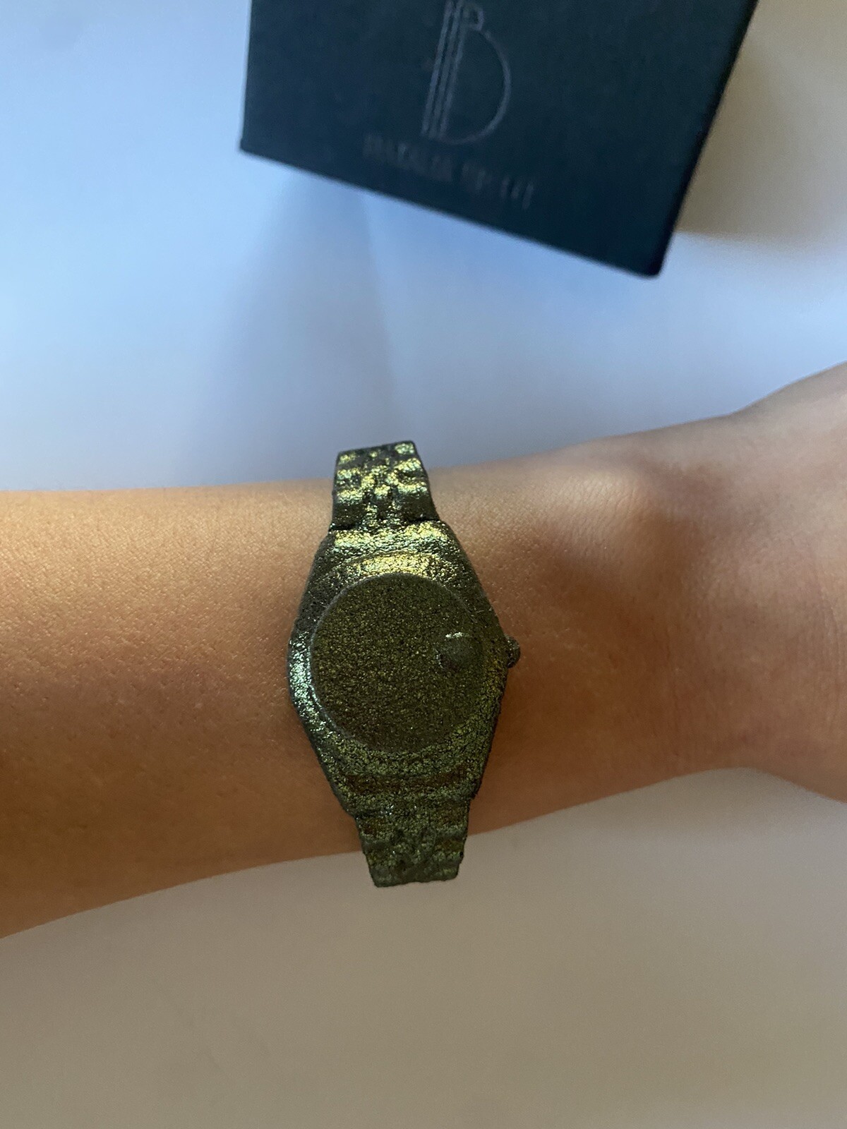 Natalia Brilli Nolex Forest Green Lambskin Leather Bracelet Belgian Designer NIB