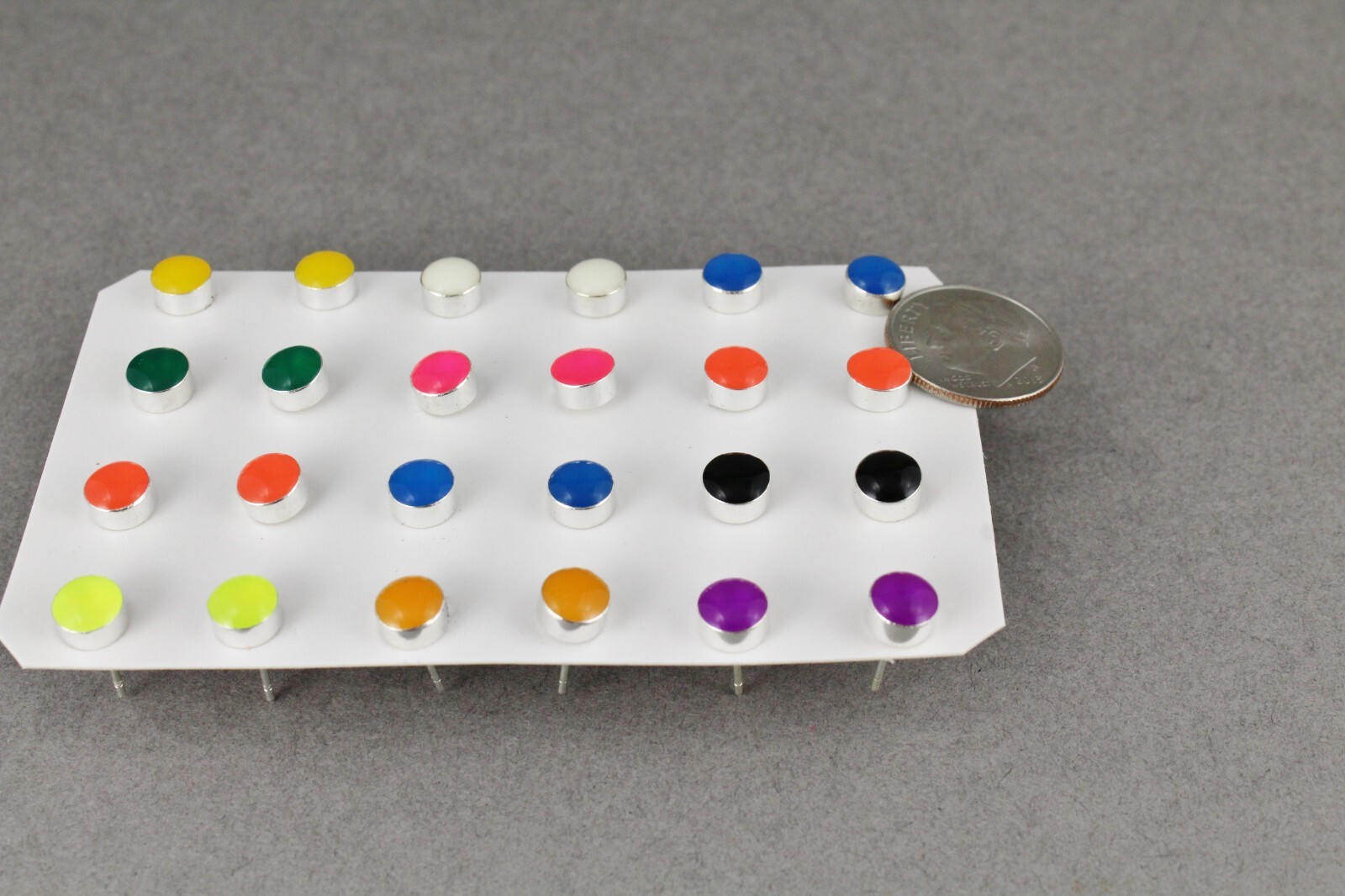 12 pair small enamel stud earrings round post multi assorted colors 6mm wide