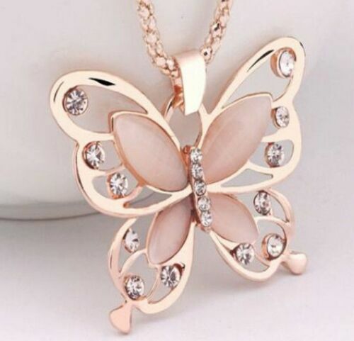 Women’s Fashion Jewelry New Rose Gold Butterfly Chain Pendant Necklace N173
