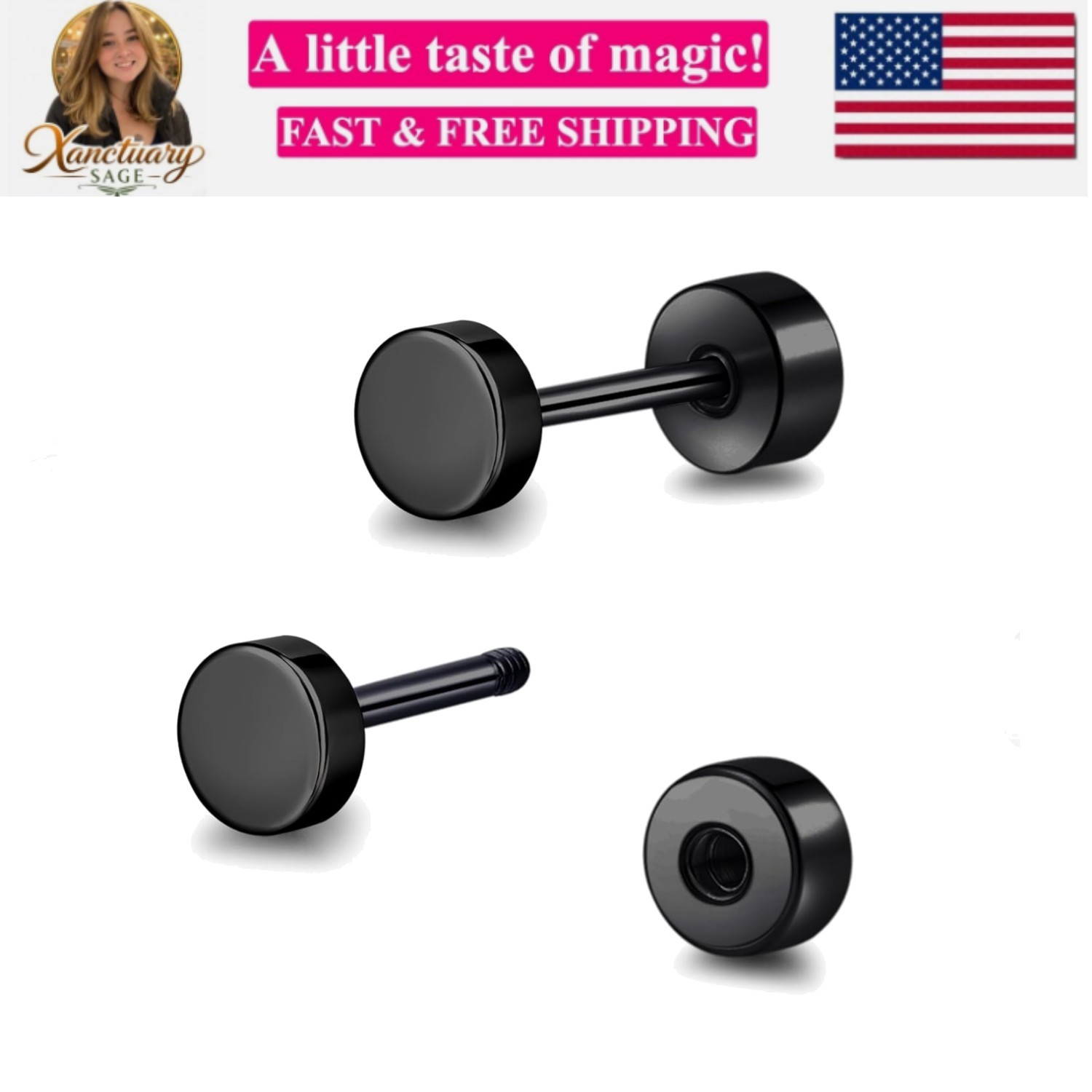 Hypoallergenic Titanium Screw Back Flat Back Dot Stud Earrings 3mm-5mm Simple…