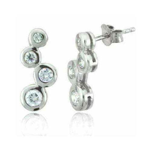 .925 Sterling Silver Designer CZ Bubble Earrings