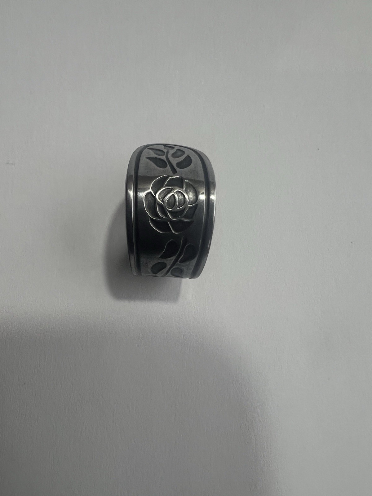 Celtic Rose Flower Spoon Ring Stainless Steel Viking Boho Gothic Unisex Jewelry