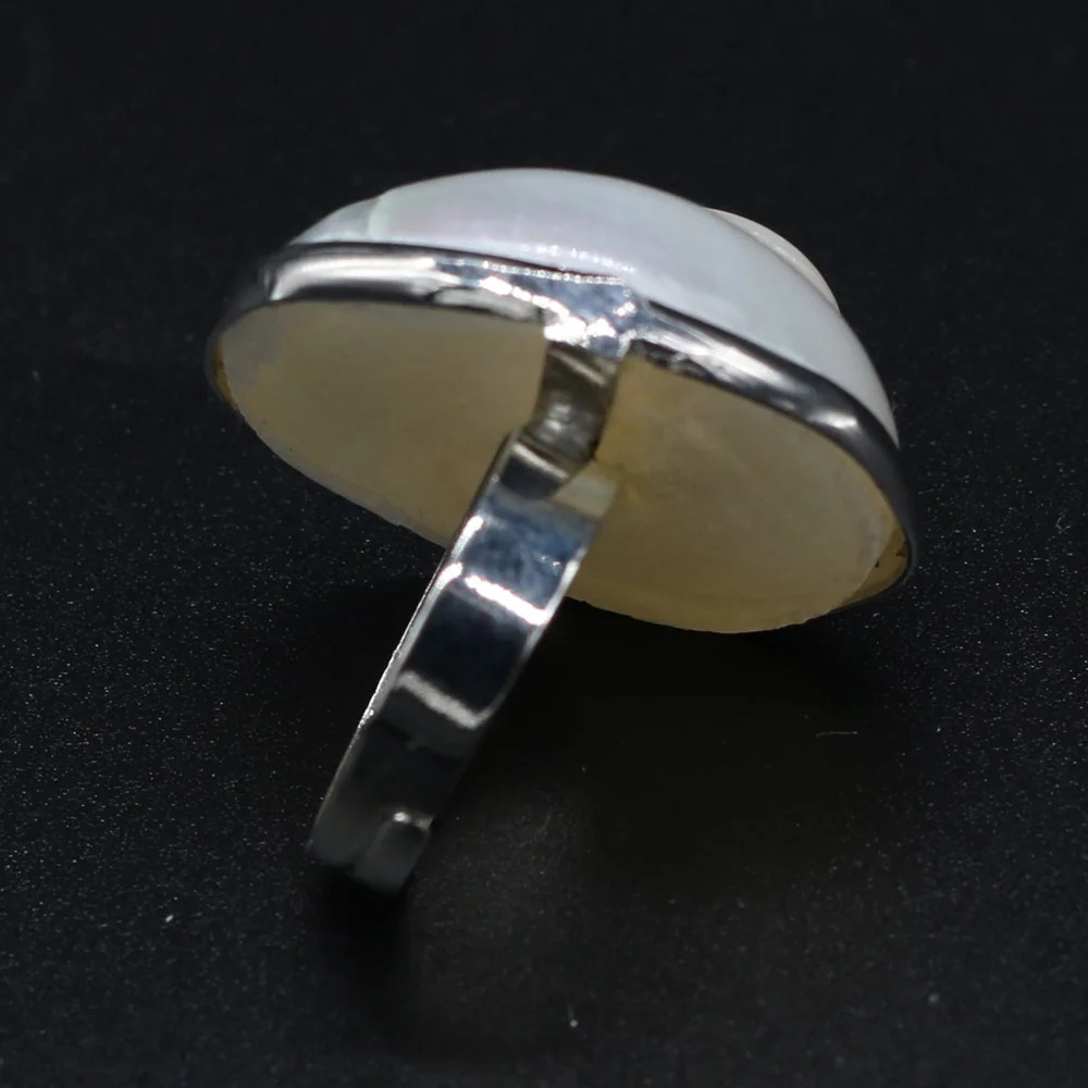 Natural Stone Shell Ring Adjustable Snail Shaped Gossip Unisex For Love Romantic