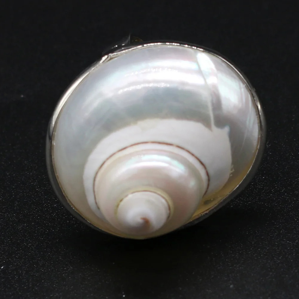Natural Stone Shell Ring Adjustable Snail Shaped Gossip Unisex For Love Romantic