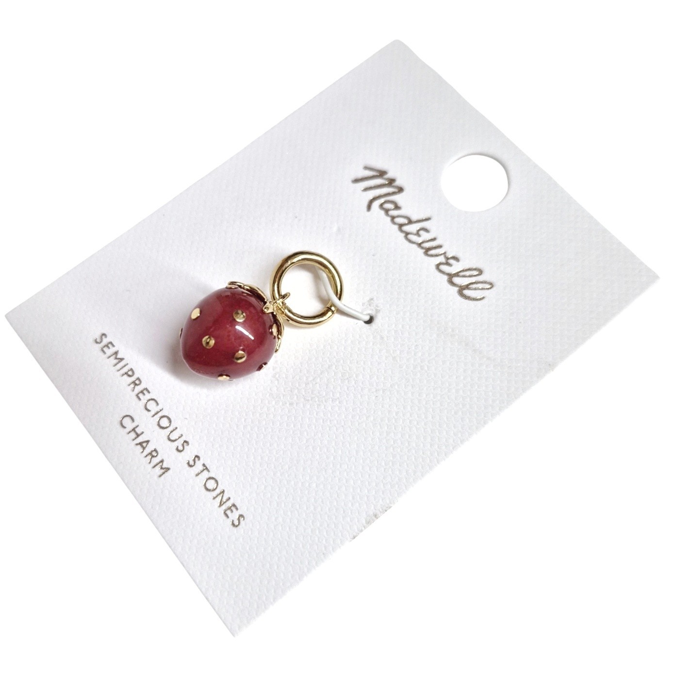 Madewell Semiprecious Strawberry Charm Antique Gold Red Brass Nickel Safe New