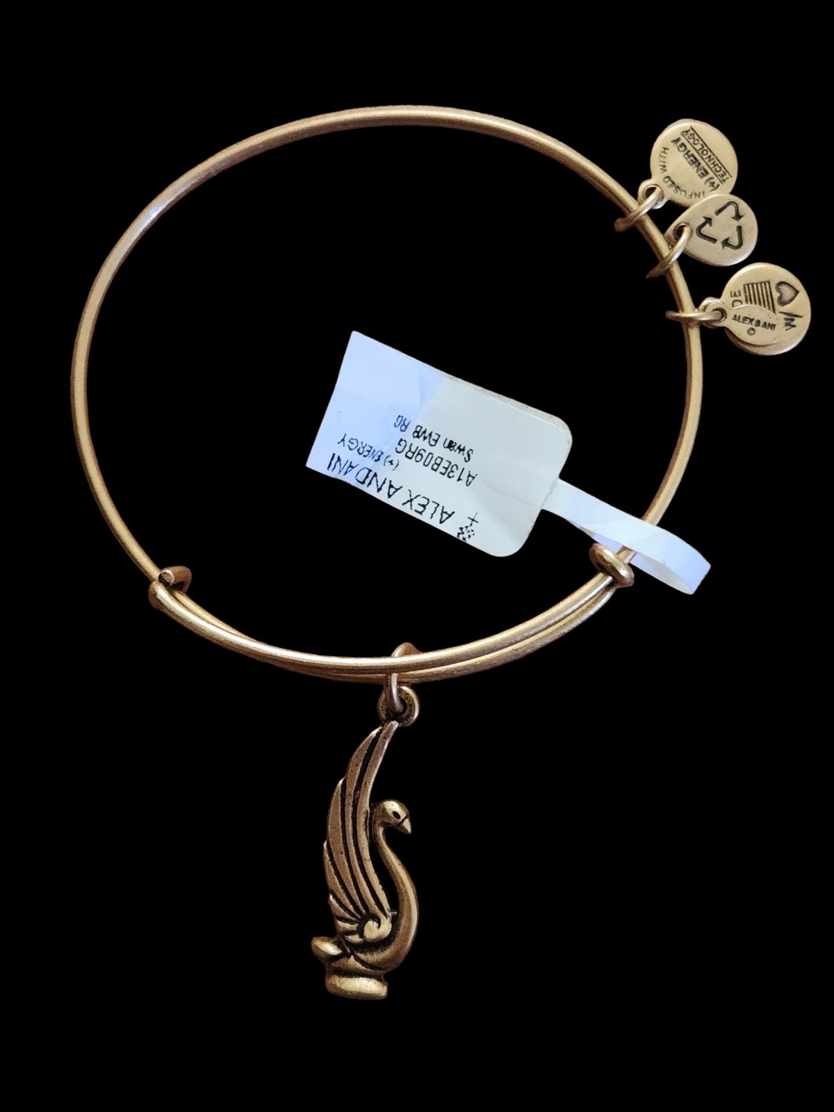 NWT Alex And Ani Swan Rafaelian Gold Expandable Bangle Bracelet
