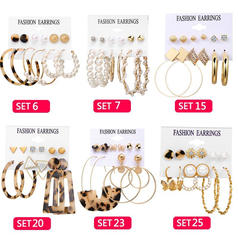 Oversize Hoop Earrings – Gold Color Round Circle Women Earrings Set DIY Jewelry
