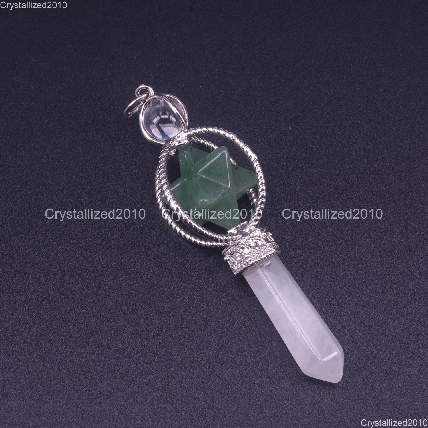 Natural Gemstones Merkaba Healing Crystal Pointed Reiki Chakra Pendant Necklace