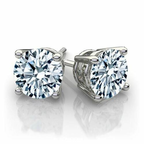 14K Gold Studs Earrings Brilliant Round Cut & Princess Cut 3mm/4mm/6mm/7mm/8mm