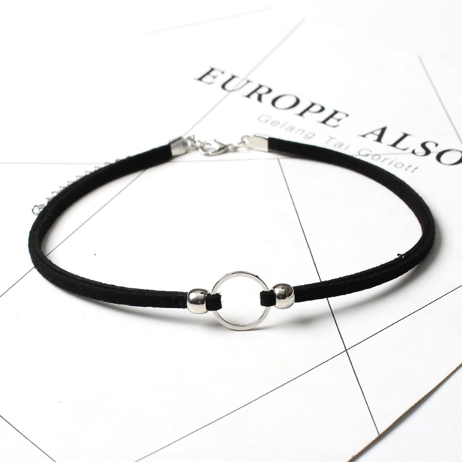 Fesciory Black Necklaces for Women, Adjustable Layered Velvet Leather Lace Co…