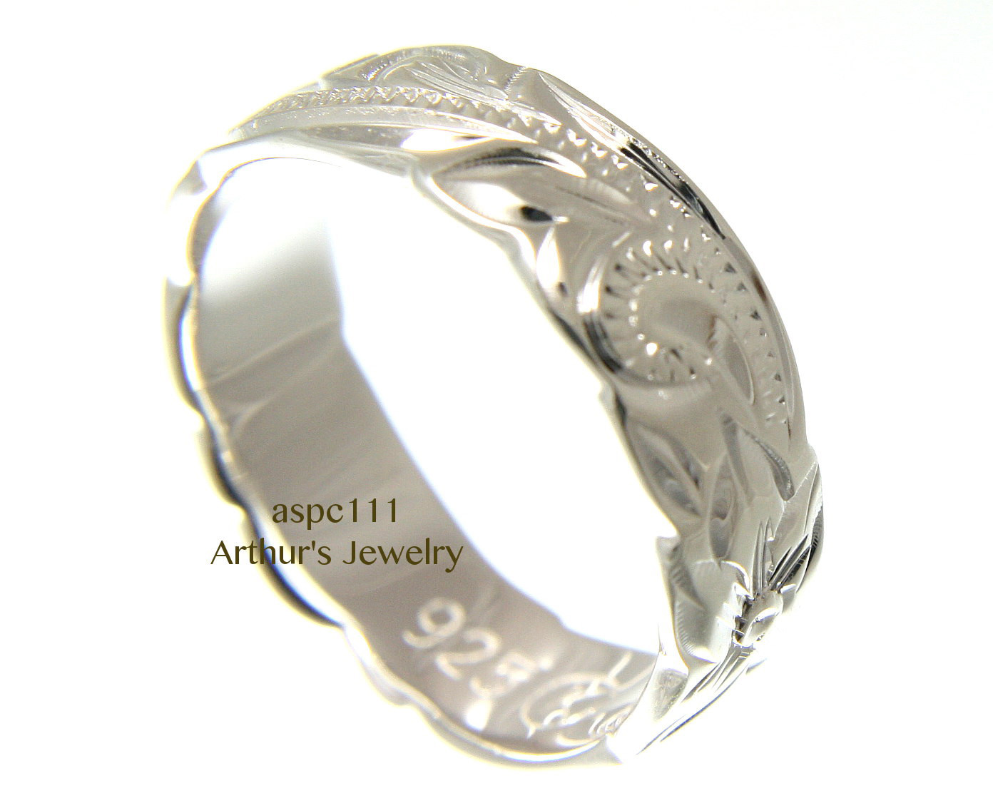 6MM STERLING SILVER 925 HAWAIIAN BAND RING PLUMERIA FLOWER SCROLL CUT OUT EDGE