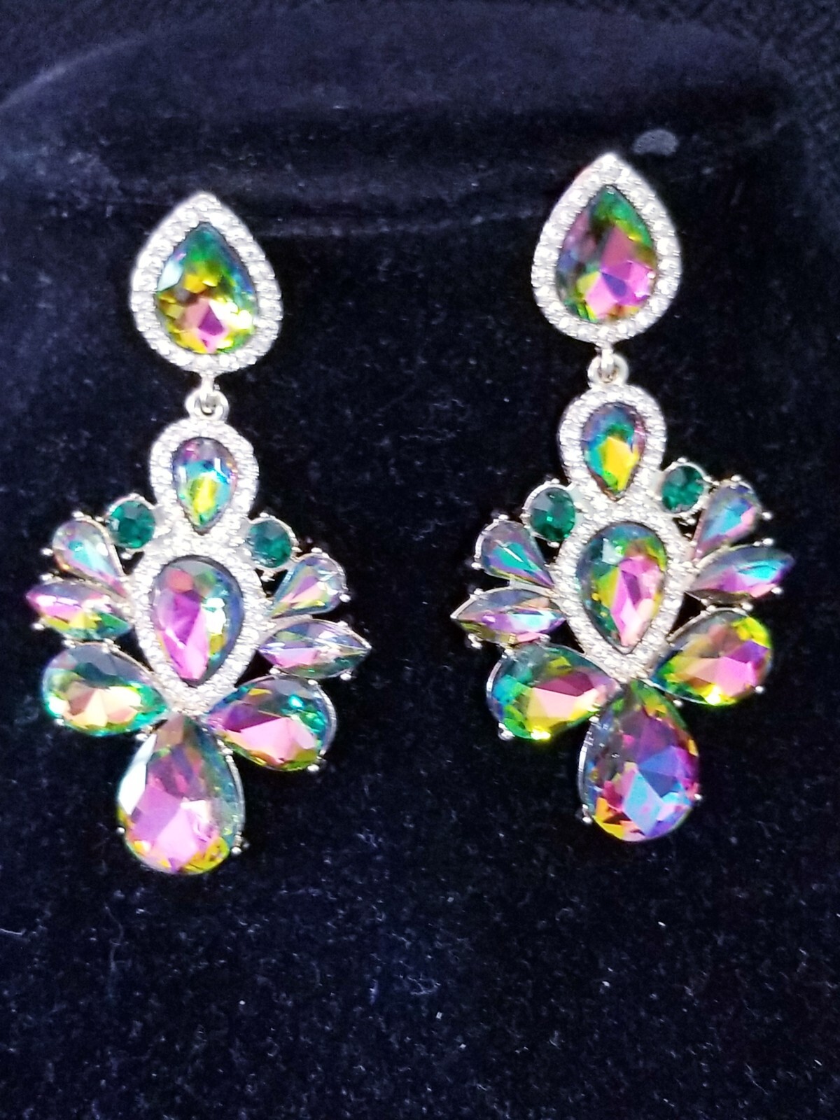 Vitrail Crystal Bridesmaid Rhinestone Chandelier Drop Earrings 3 inch Jewelry