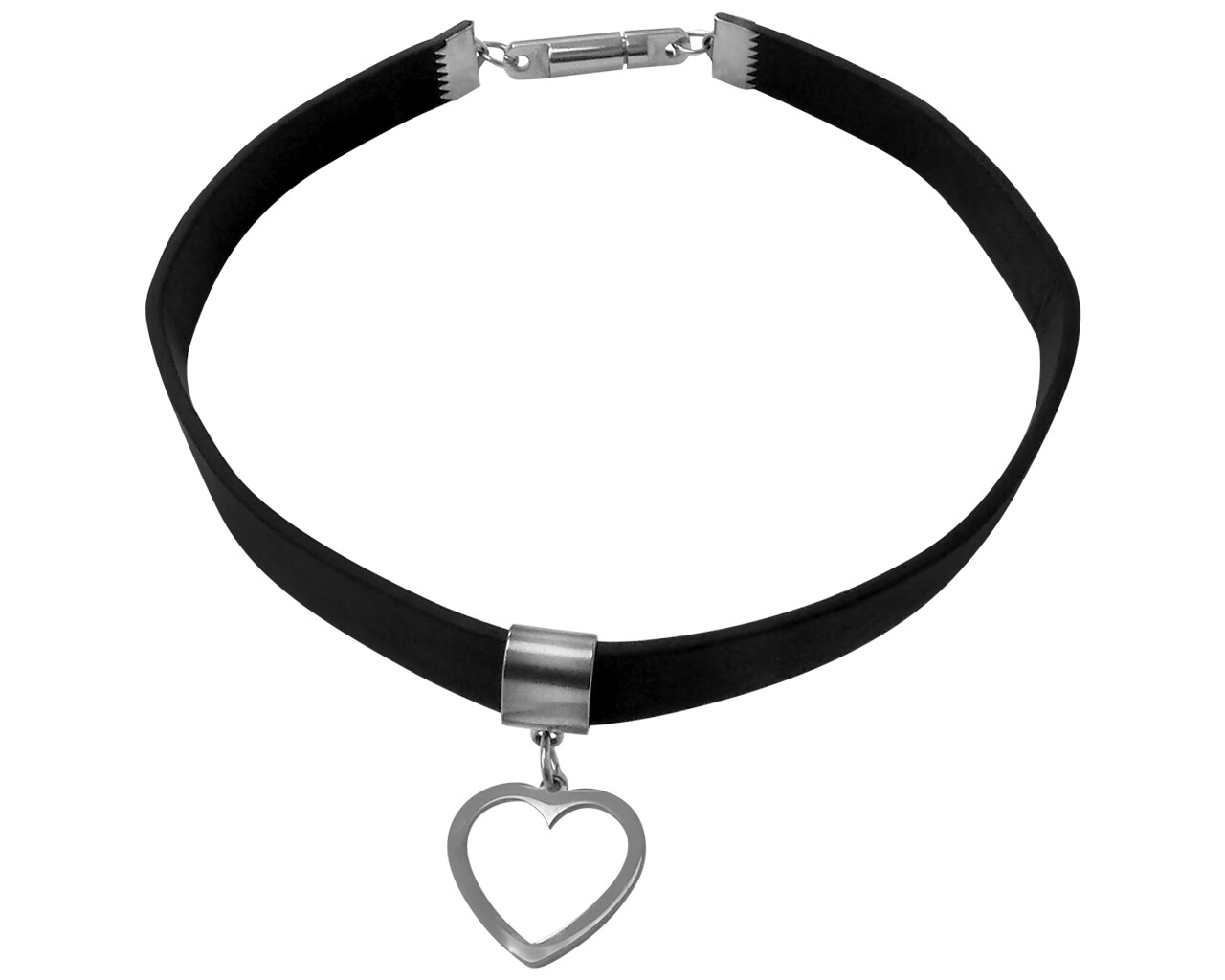 13.5 ” Locking Leather Heart Pendent Choker – Cuffstore