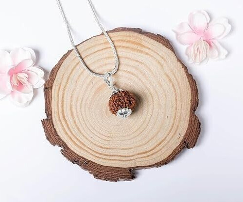 6 Face Mukhi Rudraksha 925 Silver Pendant, Certified Lab Rudraksh Bead Pendant