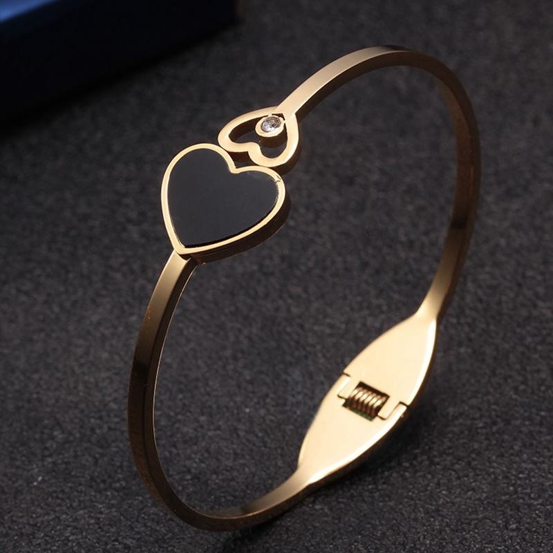 Stainless Steel Woven Heart Cuff Bangle for Women Girls Fashion Jewelry