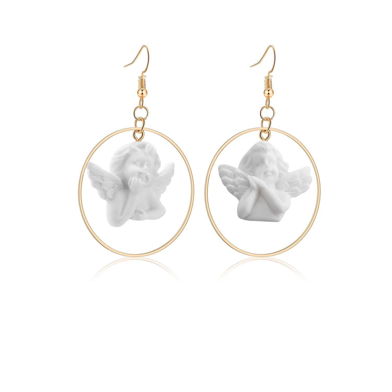 Buyless Fashion Women Cupid Angel Earrings Surgical Steel Acrylic Dangle Drop
