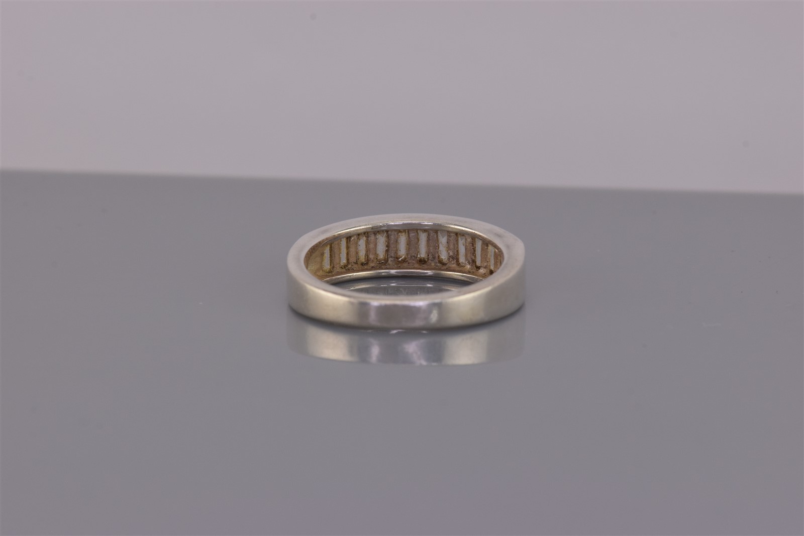 Sterling Silver 5.5mm Cannel Set Baguette Cubic Zirconia Band Ring 925 Sz: 7
