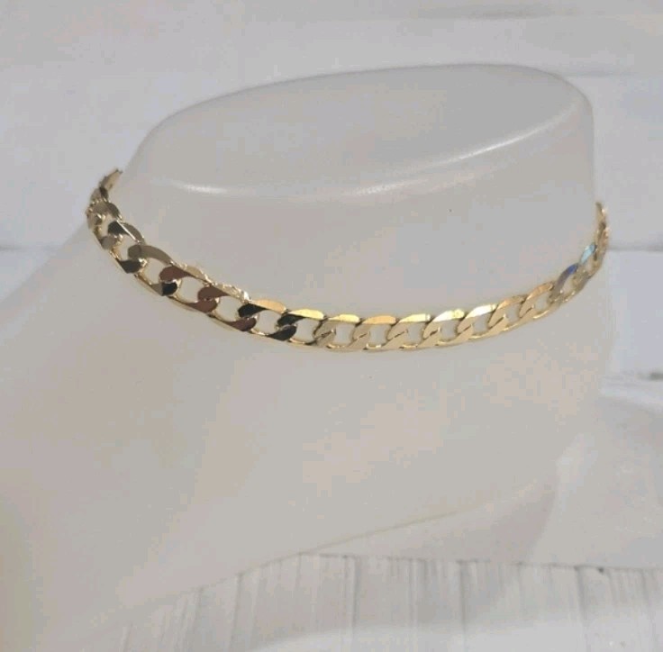 14k Gold Plated Cuban Link Ankle Chain w/ Lobster Clasp Size 8″-10″