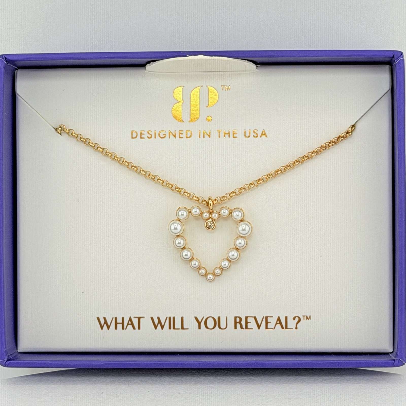 Bomb Party June “The Heartfelt Necklace “Ceramic Pearl on Yellow Gold Heart