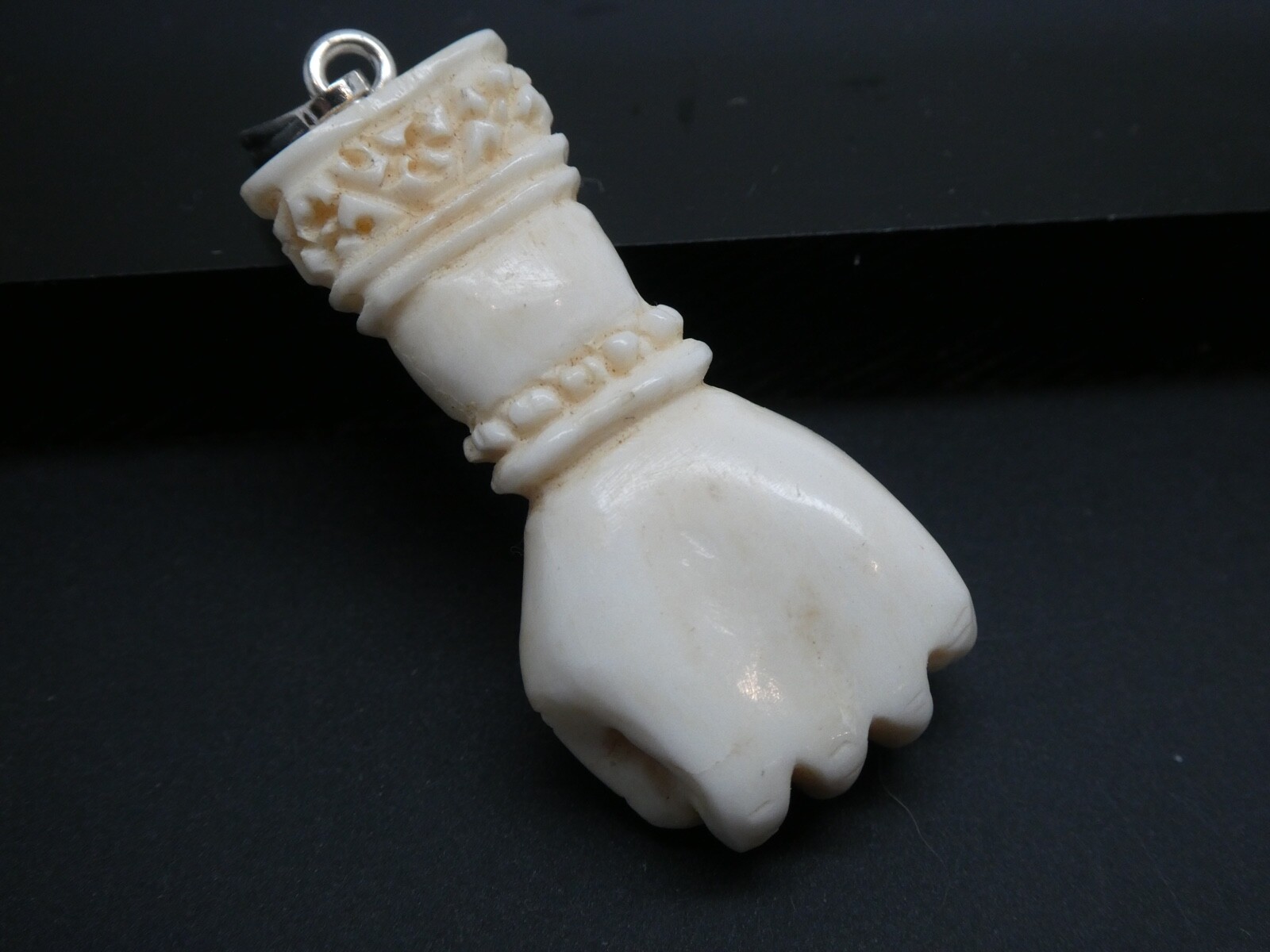 Victorian Style Bubalus Bubalis Bone Fist Hand Protection Lucky Amulet Pendant