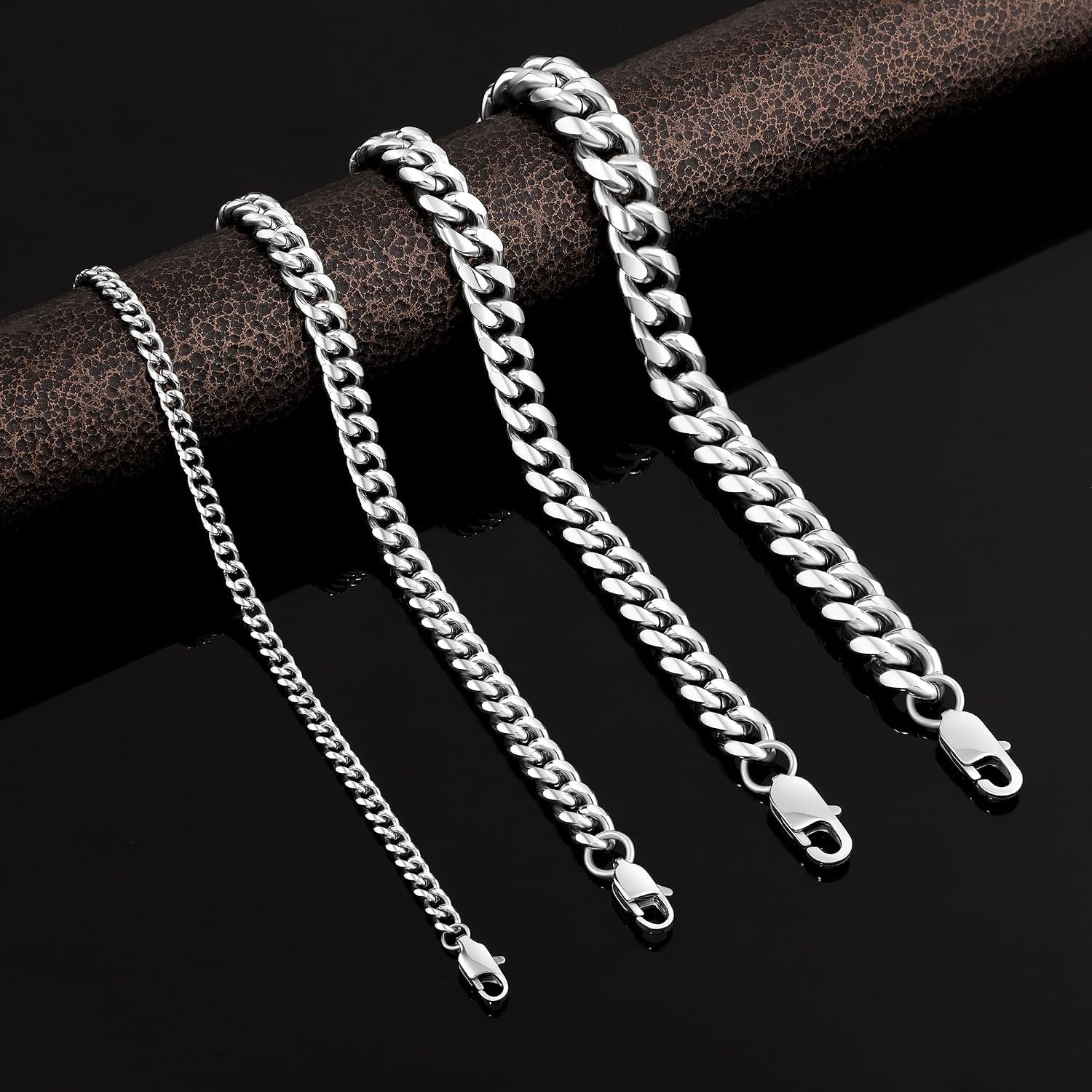 Stainless Steel Cuban Chain Bracelets for Men & Women – 6.5/7/7.5/8/9 Inch Go…