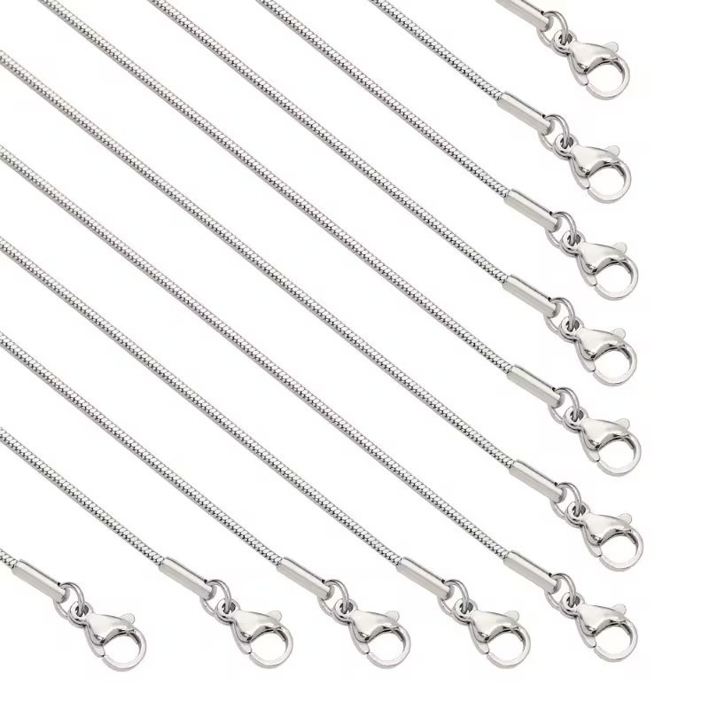 10pcs Lot Stainless steel Thin 0.9-2mm square snake chain Necklace For Women Men