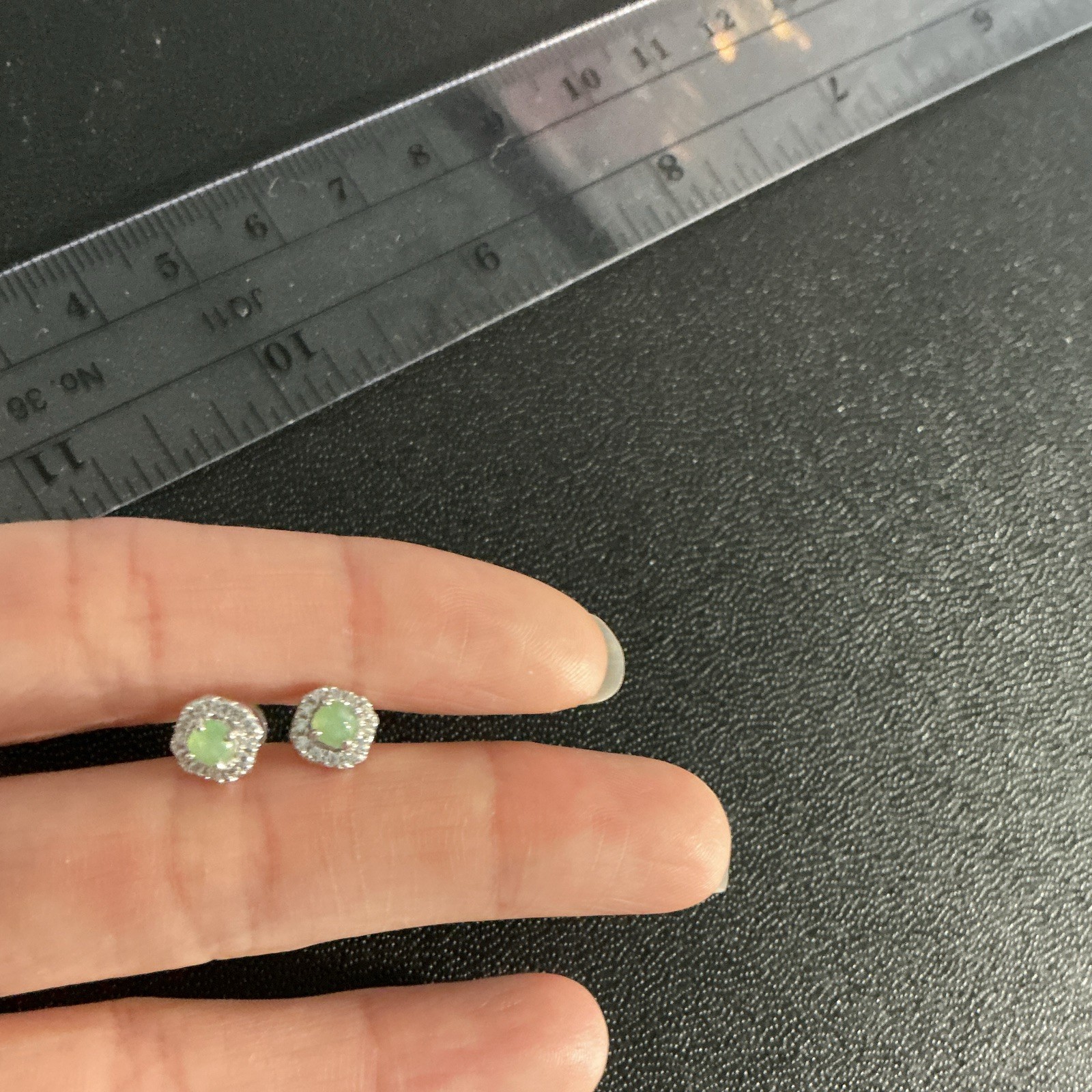 Genuine Jadeite Round Halo Stud Earrings 925 Silver, Dainty Minimalist Gift