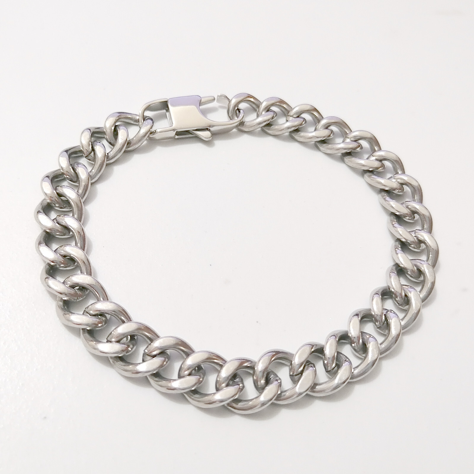 Gothic motorcycle Curb link chain stainless steel bracelet 6–10inch 10mm widht