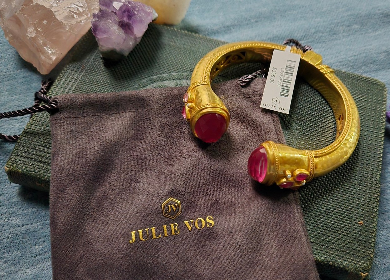 NWT – Julie Vos Original Cannes Cuff – Iridescent Raspberry – 24K Plated
