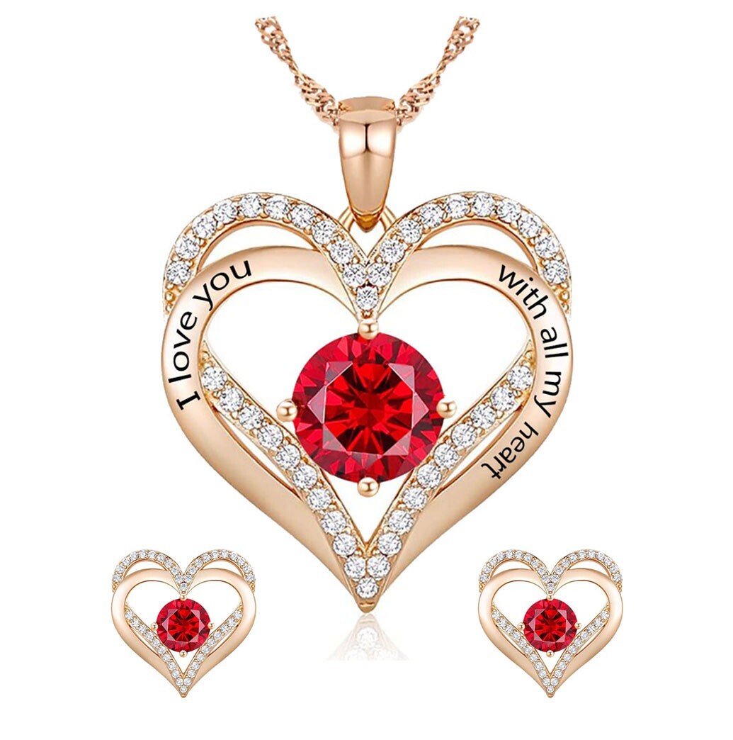 925 Silver Birthstone Necklace/Gift for Wife /Gift for Girlfriend –Free Earrings